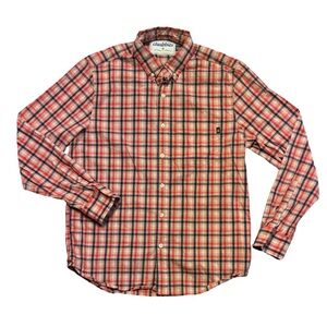 Chubbies mens M Medium pink blue check plaid cotton oxford button up shirt EUC